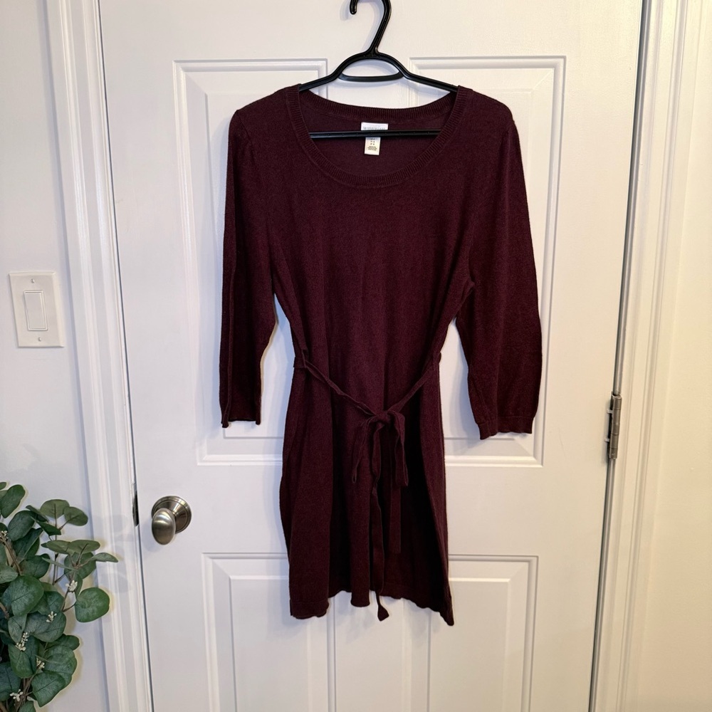 Motherhood Rich Burgundy Long Sleeve Dress